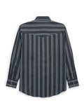 Men's Ely Cattleman Long Sleeve Textured Stripe Western Snap Shirt- Black - Ely Cattleman - Flyclothing LLC