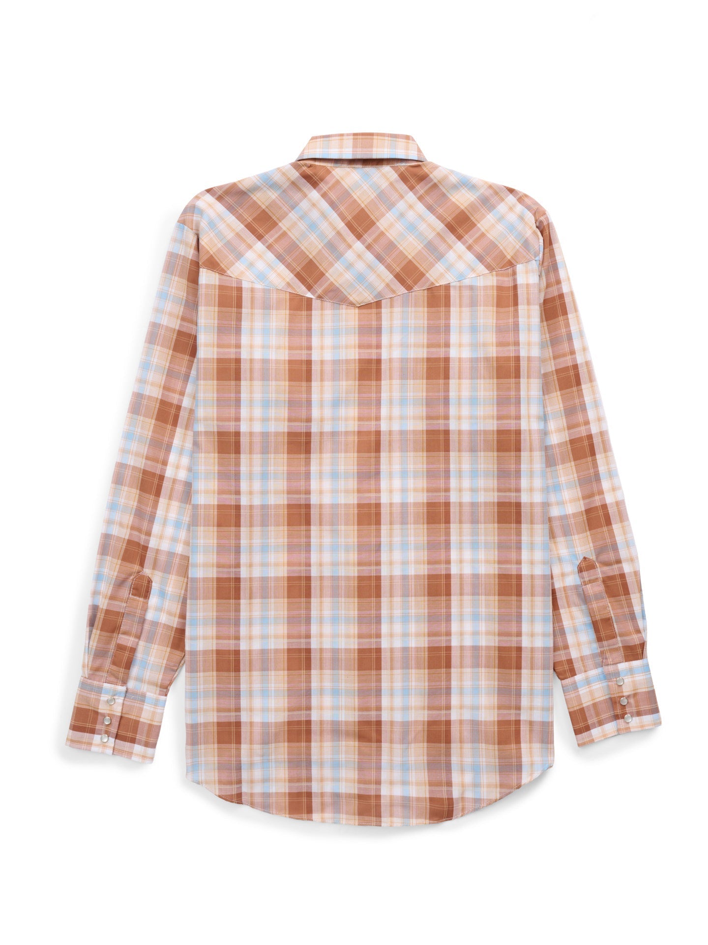 Men's Ely Cattleman Long Sleeve Textured Plaid Western Snap Shirt- Gold