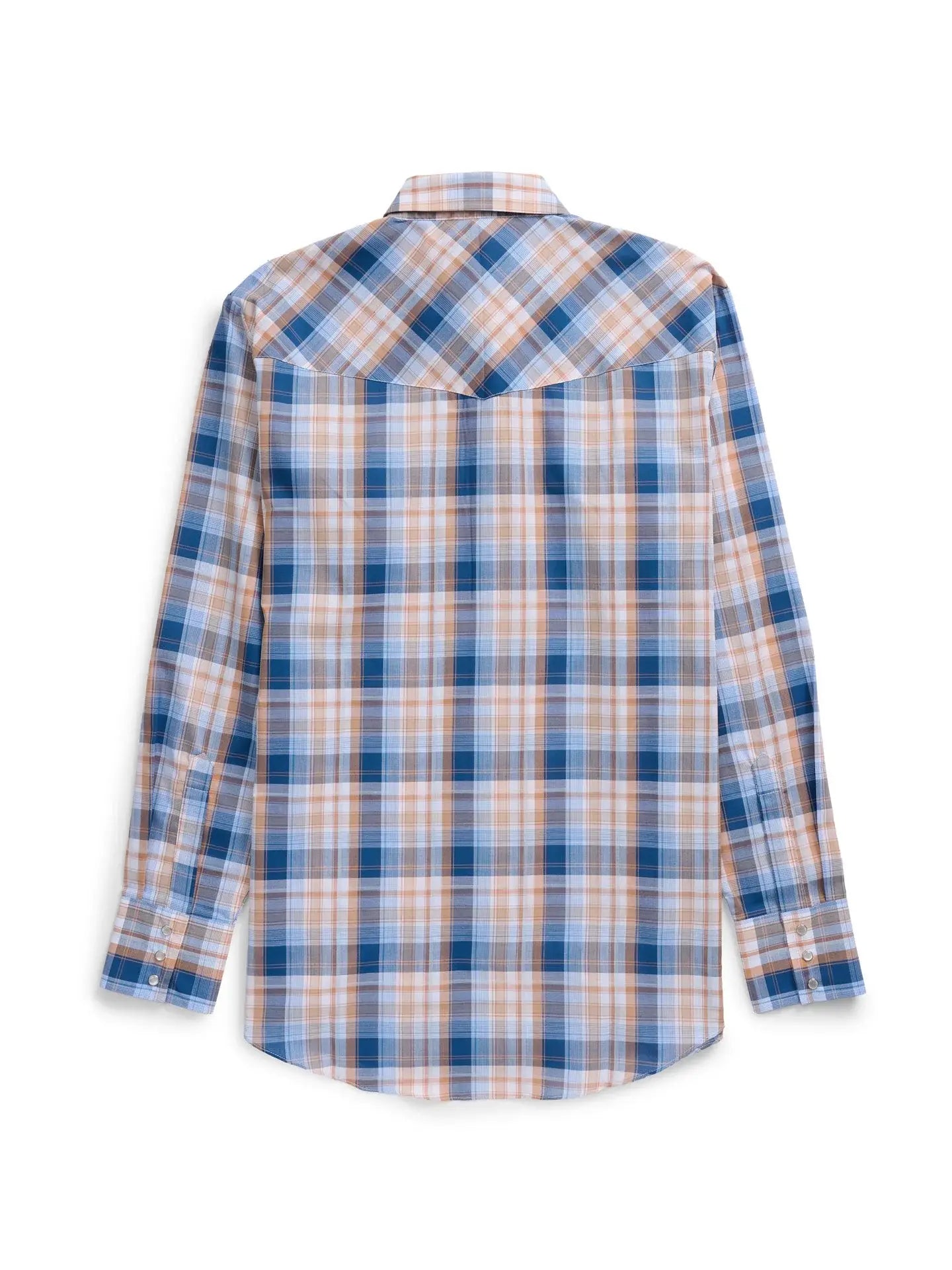 Men's Ely Cattleman Long Sleeve Textured Plaid Western Snap Shirt- Navy/Gold - Ely Cattleman - Flyclothing LLC
