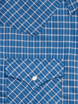 Men's Ely Cattleman Long Sleeve Barbed Wire Dobby Plaid Western Snap Shirt- Navy