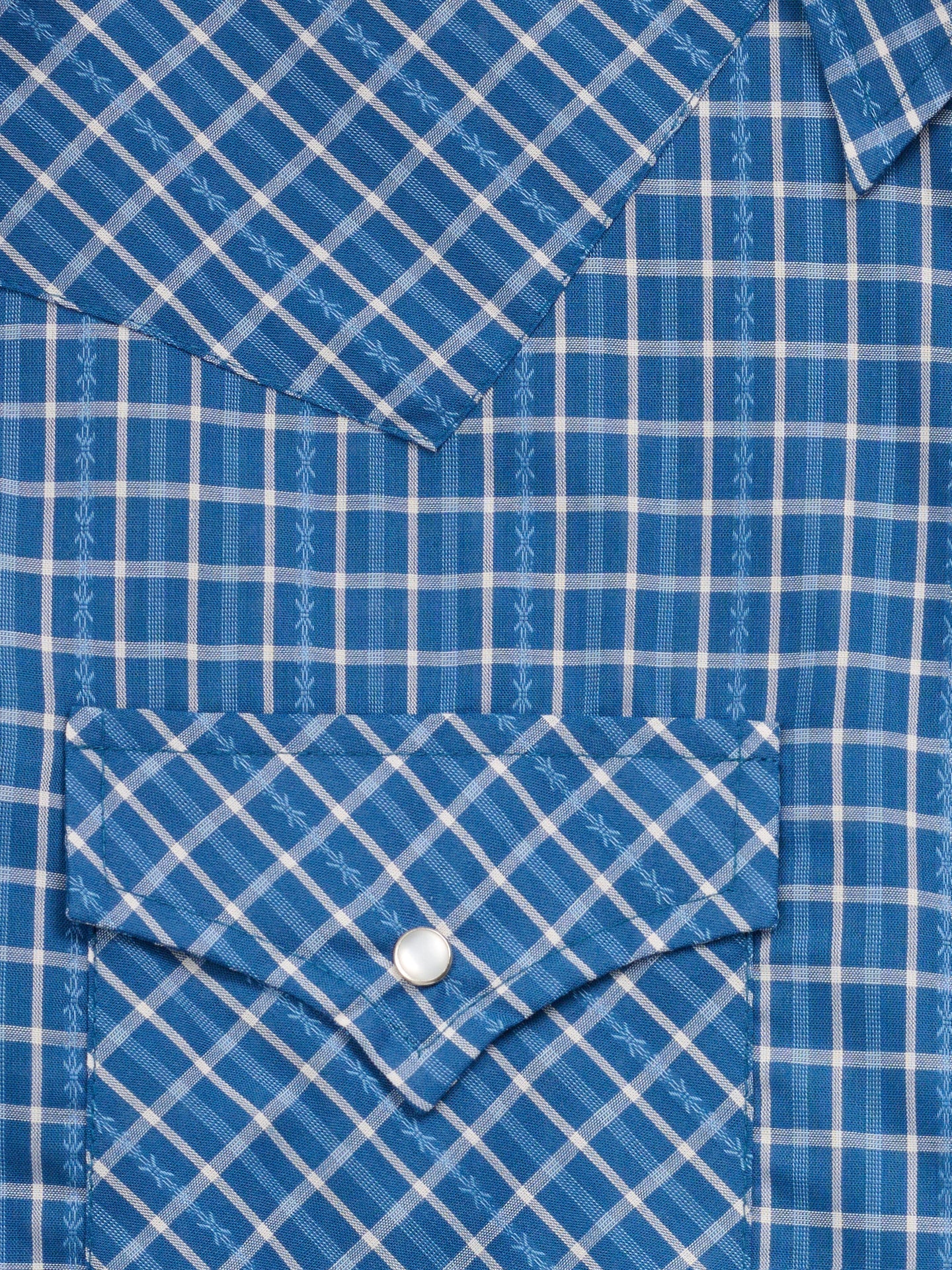 Men's Ely Cattleman Long Sleeve Barbed Wire Dobby Plaid Western Snap Shirt- Navy