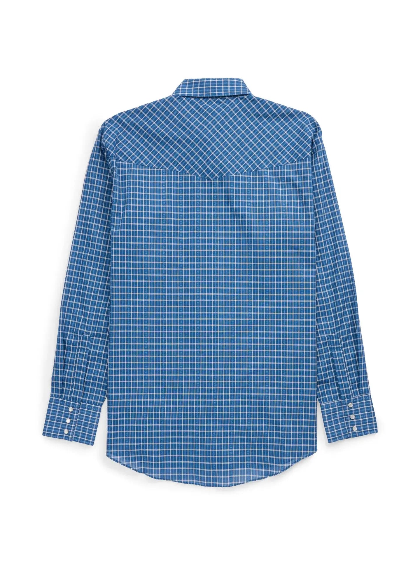 Men's Ely Cattleman Long Sleeve Barbed Wire Dobby Plaid Western Snap Shirt- Navy - Ely Cattleman - Flyclothing LLC