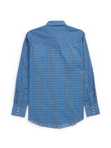 Men's Ely Cattleman Long Sleeve Barbed Wire Dobby Plaid Western Snap Shirt- Navy - Ely Cattleman - Flyclothing LLC