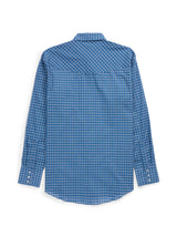 Men's Ely Cattleman Long Sleeve Barbed Wire Dobby Plaid Western Snap Shirt- Navy