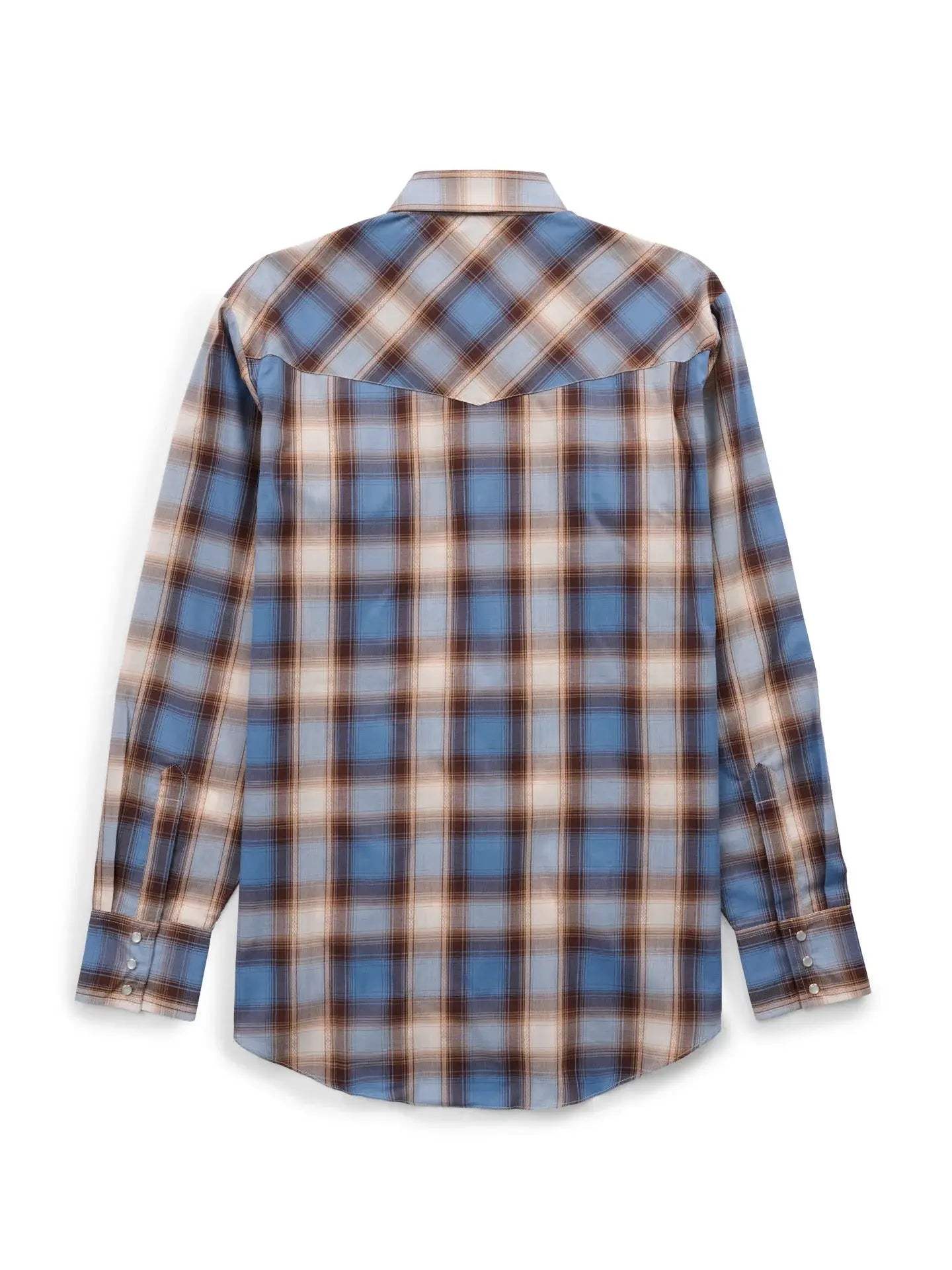 Men's Ely Cattleman Long Sleeve Textured Plaid Western Snap Shirt- Denim Blue - Ely Cattleman - Flyclothing LLC