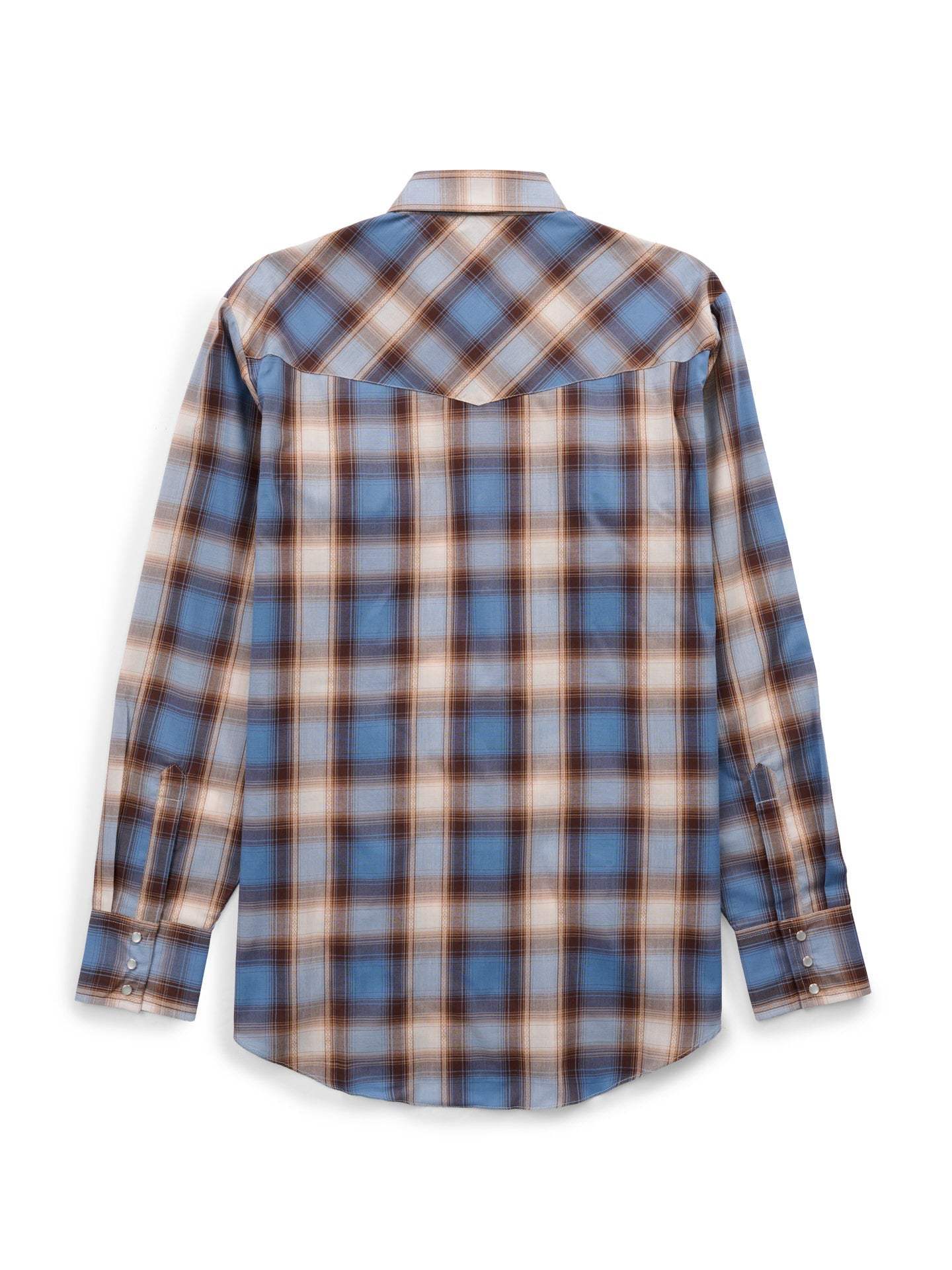 Men's Ely Cattleman Long Sleeve Textured Plaid Western Snap Shirt- Denim Blue - Ely Cattleman - Flyclothing LLC
