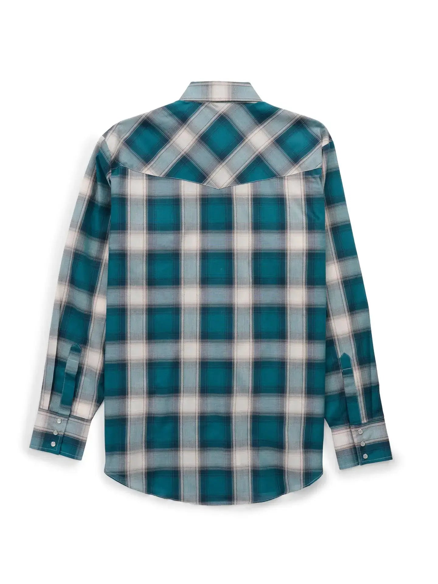 Men's Ely Cattleman Long Sleeve Textured Plaid Western Snap Shirt- Teal - Ely Cattleman - Flyclothing LLC