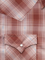 Men's Ely Cattleman Long Sleeve Textured Plaid Western Snap Shirt- Brown - Ely Cattleman - Flyclothing LLC
