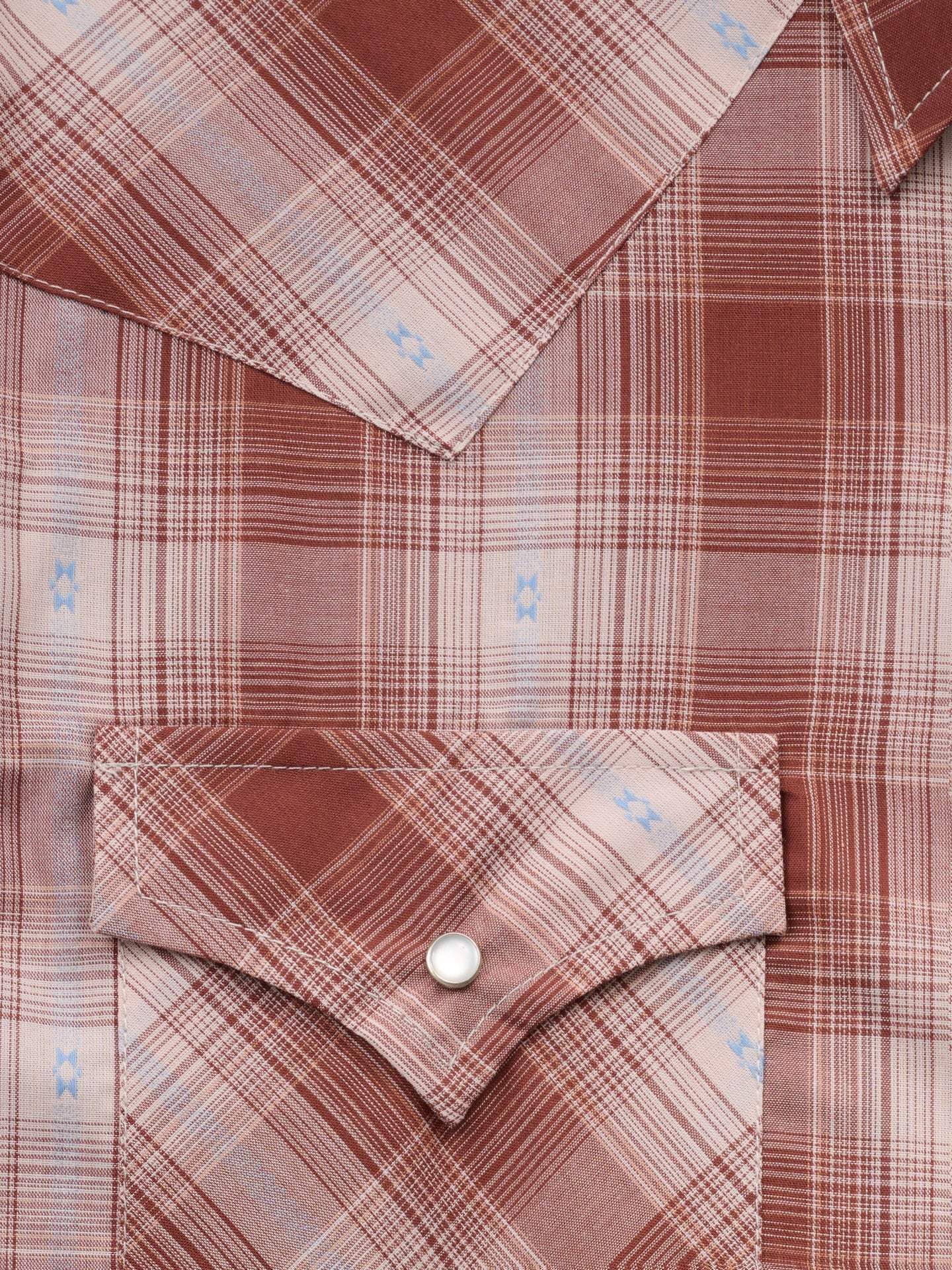 Men's Ely Cattleman Long Sleeve Textured Plaid Western Snap Shirt- Brown - Ely Cattleman - Flyclothing LLC