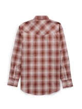 Men's Ely Cattleman Long Sleeve Textured Plaid Western Snap Shirt- Brown - Ely Cattleman - Flyclothing LLC