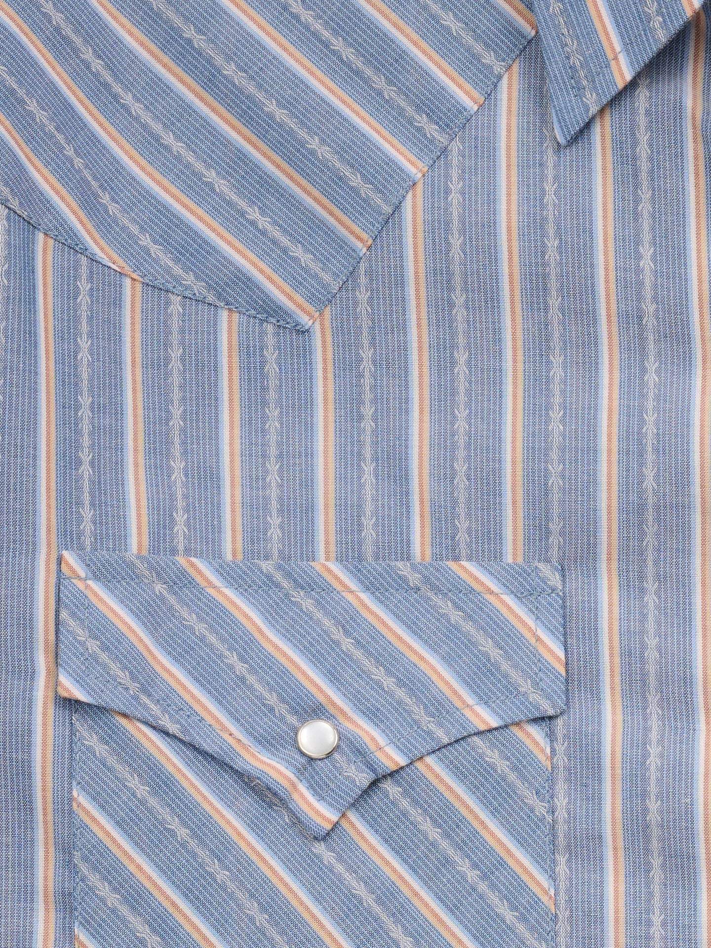 Men's Ely Cattleman Long Sleeve Textured Stripe Western Snap Shirt-Blue - Ely Cattleman - Flyclothing LLC