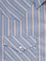 Men's Ely Cattleman Long Sleeve Textured Stripe Western Snap Shirt-Blue - Ely Cattleman - Flyclothing LLC