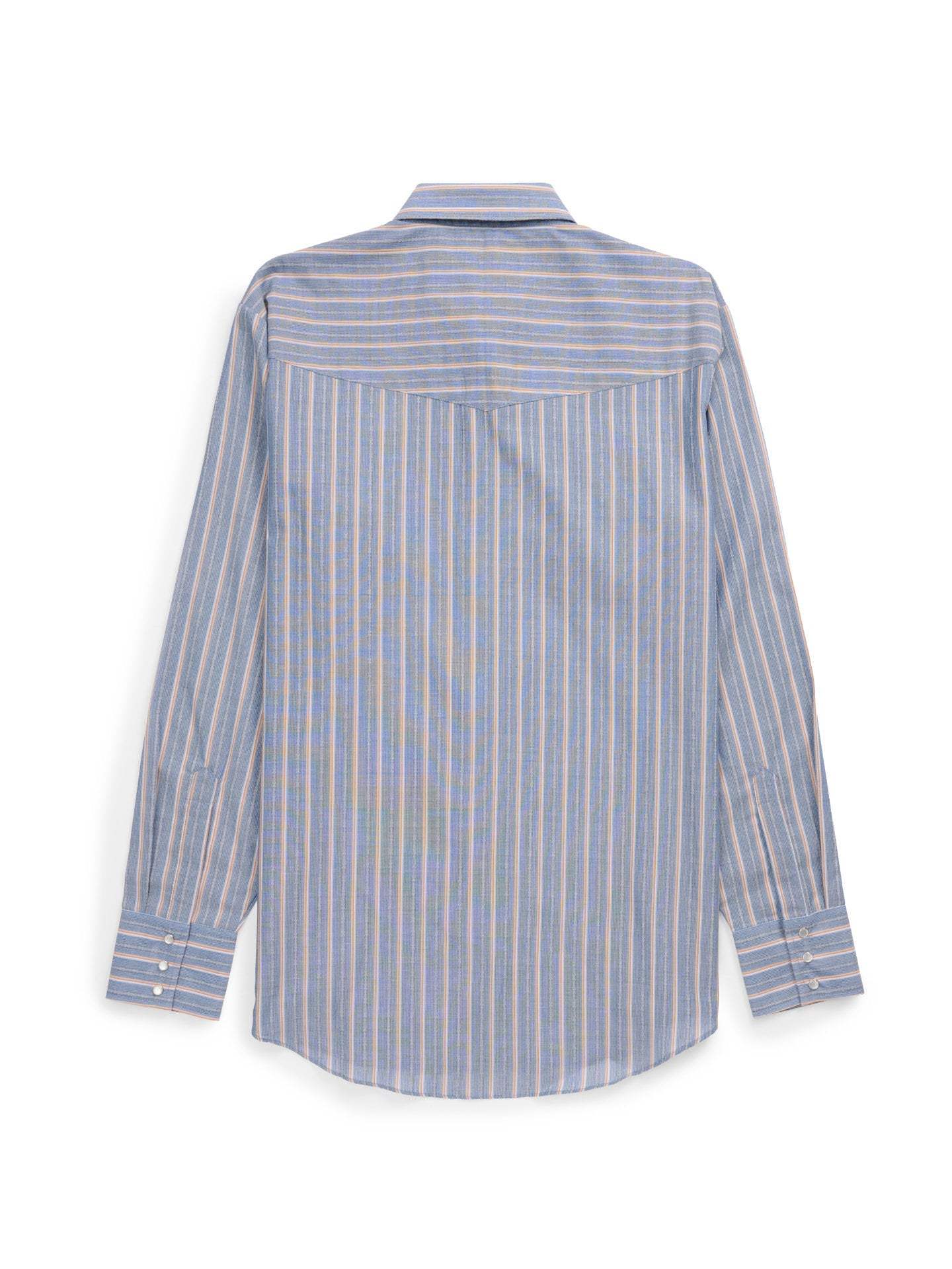 Men's Ely Cattleman Long Sleeve Textured Stripe Western Snap Shirt-Blue - Ely Cattleman - Flyclothing LLC