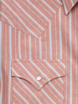 Men's Ely Cattleman Long Sleeve Textured Stripe Western Snap Shirt-Copper