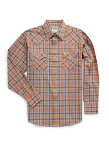 Men's Ely Cattleman Long Sleeve Plaid Western Snap Shirt- Tan