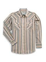 Men's Ely Cattleman Long Sleeve Textured Stripe Western Snap Shirt- Ecru