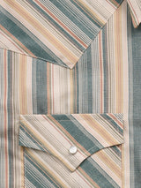 Men's Ely Cattleman Long Sleeve Textured Stripe Western Snap Shirt- Ecru