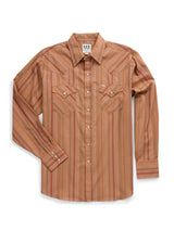 Men's Ely Cattleman Long Sleeve Textured Stripe Western Snap Shirt- Tan