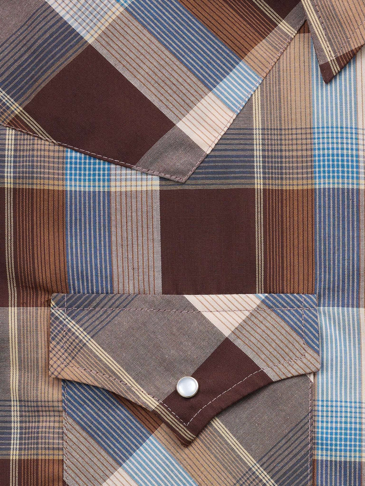 Men's Ely Cattleman Long Sleeve Textured Plaid Western Snap Shirt- Chocolate - Ely Cattleman - Flyclothing LLC