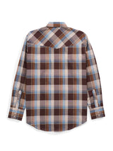 Men's Ely Cattleman Long Sleeve Textured Plaid Western Snap Shirt- Chocolate - Ely Cattleman - Flyclothing LLC