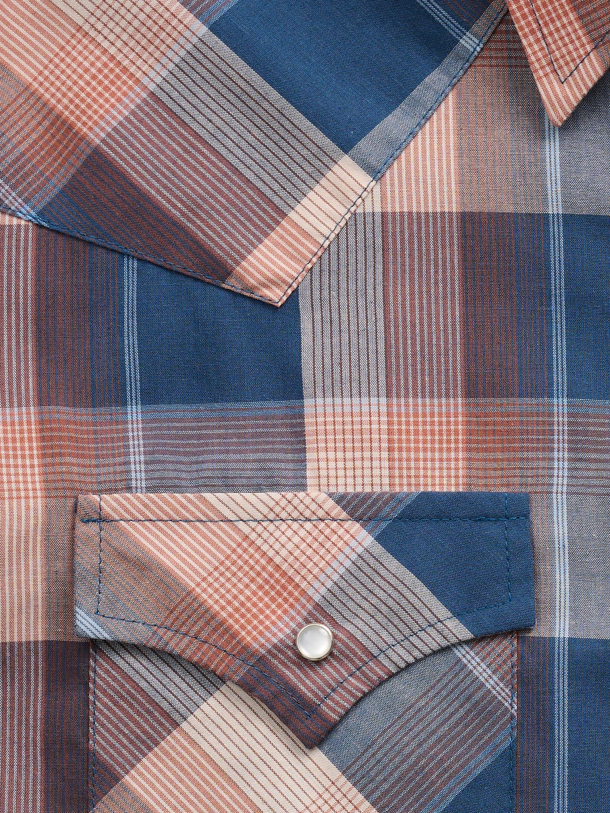 Men's Ely Cattleman Long Sleeve Textured Plaid Western Snap Shirt- Denim Blue
