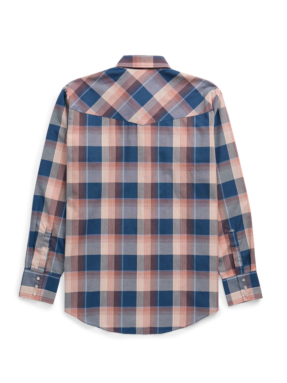 Men's Ely Cattleman Long Sleeve Textured Plaid Western Snap Shirt- Denim Blue