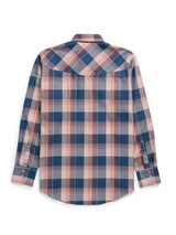 Men's Ely Cattleman Long Sleeve Textured Plaid Western Snap Shirt- Denim Blue