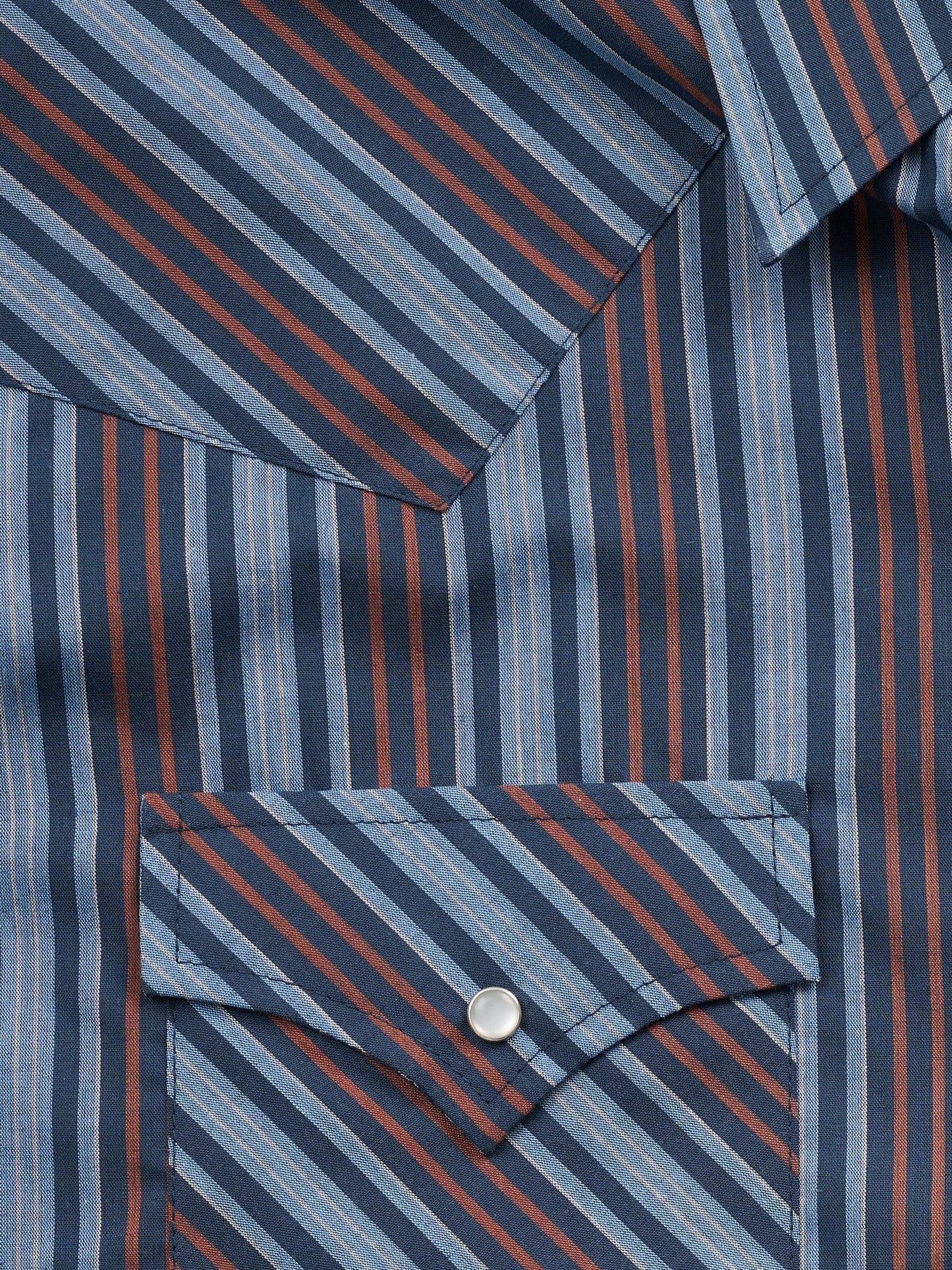 Men's Ely Cattleman Long Sleeve Textured Stripe Western Snap Shirt- Denim Blue