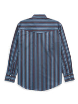 Men's Ely Cattleman Long Sleeve Textured Stripe Western Snap Shirt- Denim Blue