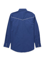Men's Ely Cattleman Long Sleeve Western Snap Shirt with Contrast Piping- Navy
