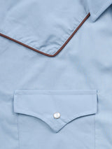Men's Ely Cattleman Long Sleeve Western Snap Shirt with Contrast Piping- Stone Blue