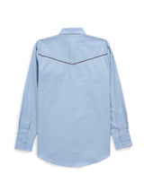 Men's Ely Cattleman Long Sleeve Western Snap Shirt with Contrast Piping- Stone Blue