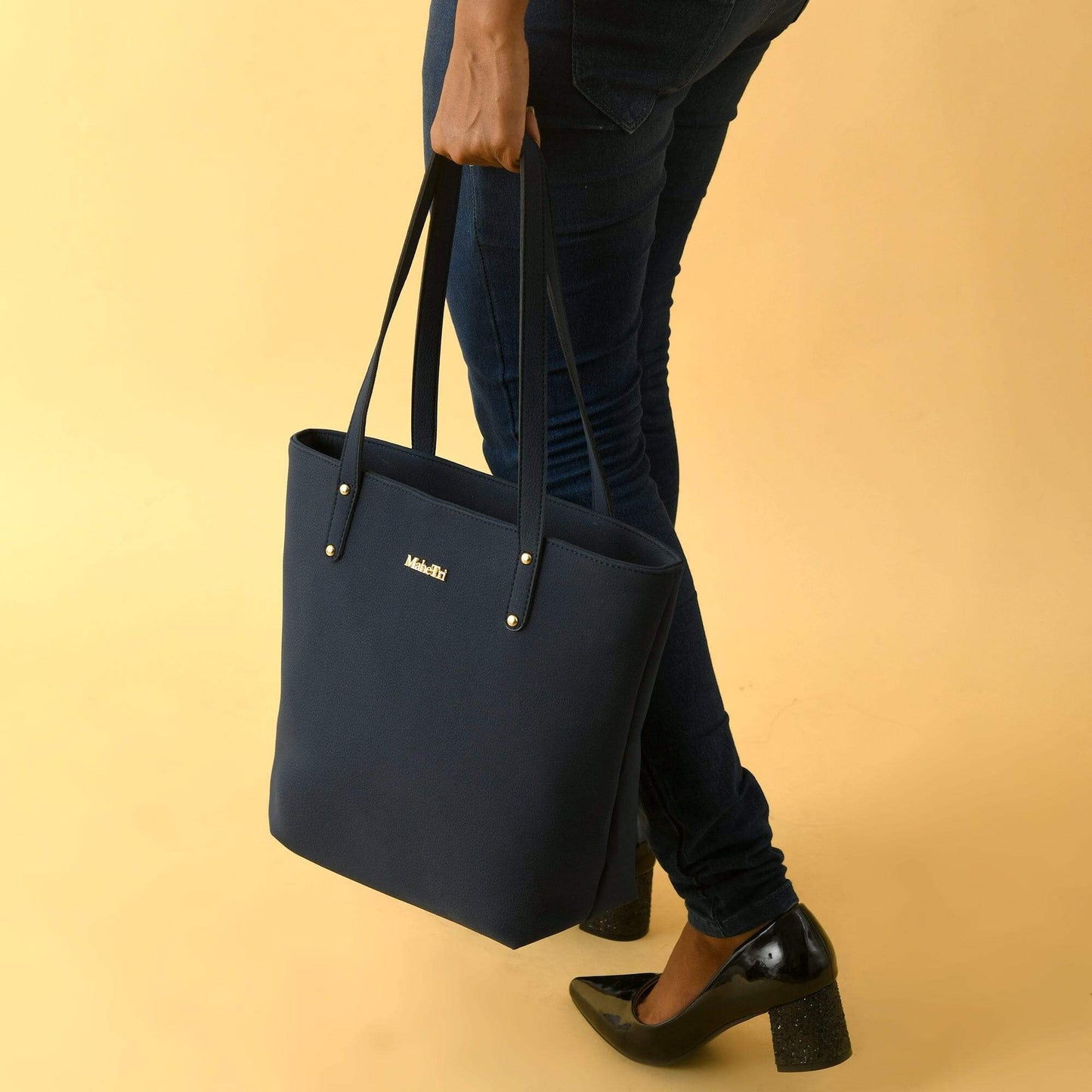 Era Vegan Leather Tote - Navy Blue - Classy Leather Bags - Flyclothing LLC