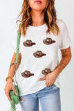 Sequin Hat Round Neck Short Sleeve T-Shirt - Trendsi - Flyclothing LLC
