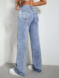 Contrast Bootcut Jeans with Pockets - Trendsi - Flyclothing LLC