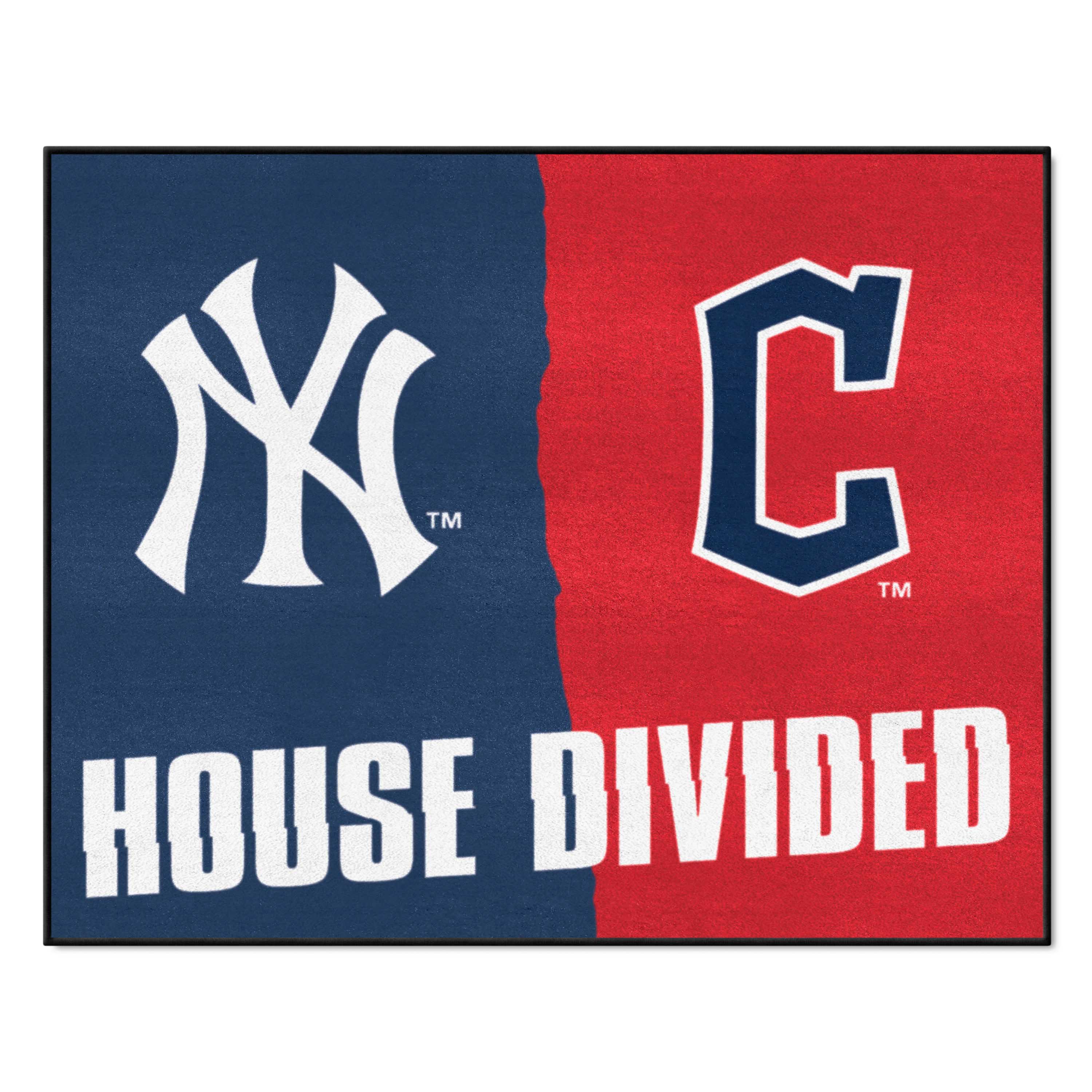 MLB House Divided - Yankees / Guardians House Divided House Divided Rug - 34 in. x 42.5 in. - MLB House Divided - Yankees / Guardians