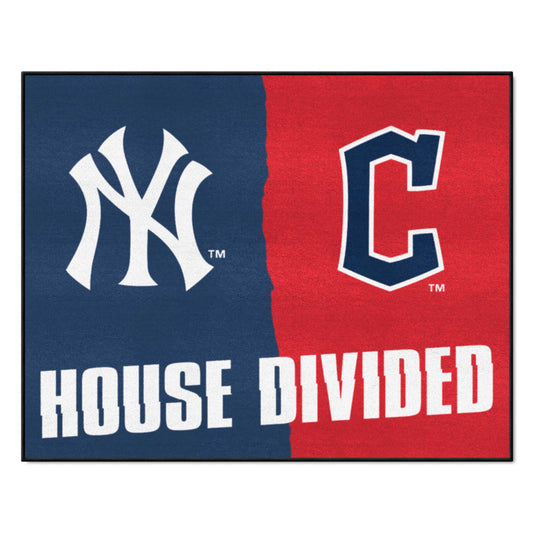 MLB House Divided - Yankees / Guardians House Divided House Divided Rug - 34 in. x 42.5 in. - MLB House Divided - Yankees / Guardians