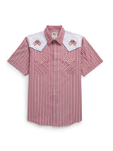 Men's Ely Cattleman Short Sleeve Stripe with Flag Embroidery Western Snap Shirt - Ely Cattleman - Flyclothing LLC