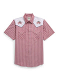 Men's Ely Cattleman Short Sleeve Stripe with Flag Embroidery Western Snap Shirt - Ely Cattleman