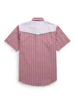 Men's Ely Cattleman Short Sleeve Stripe with Flag Embroidery Western Snap Shirt - Ely Cattleman - Flyclothing LLC