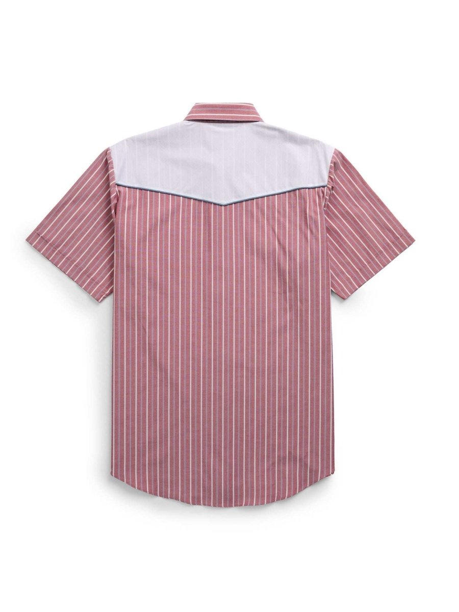 Men's Ely Cattleman Short Sleeve Stripe with Flag Embroidery Western Snap Shirt - Ely Cattleman - Flyclothing LLC