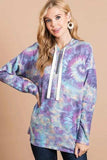 BiBi Brushed Circular Tie Dye Print Terry Hoodie - Trendsi - Flyclothing LLC