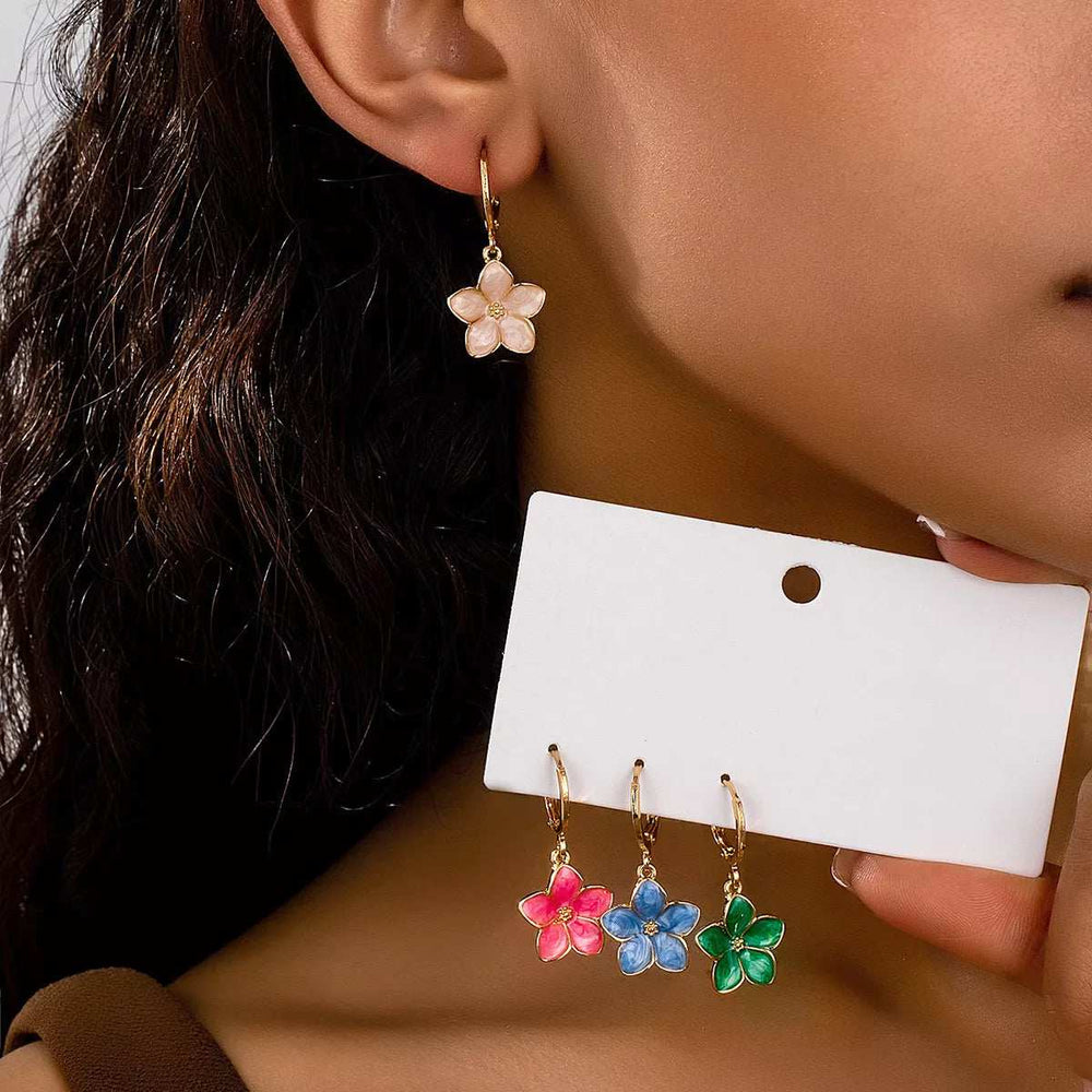 4 Piece Colorful Flower Drop Earrings - Trendsi - Flyclothing LLC