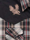 Men's Ely Cattleman Retro Plaid Western Snap Shirt with Eagle Embroidery
