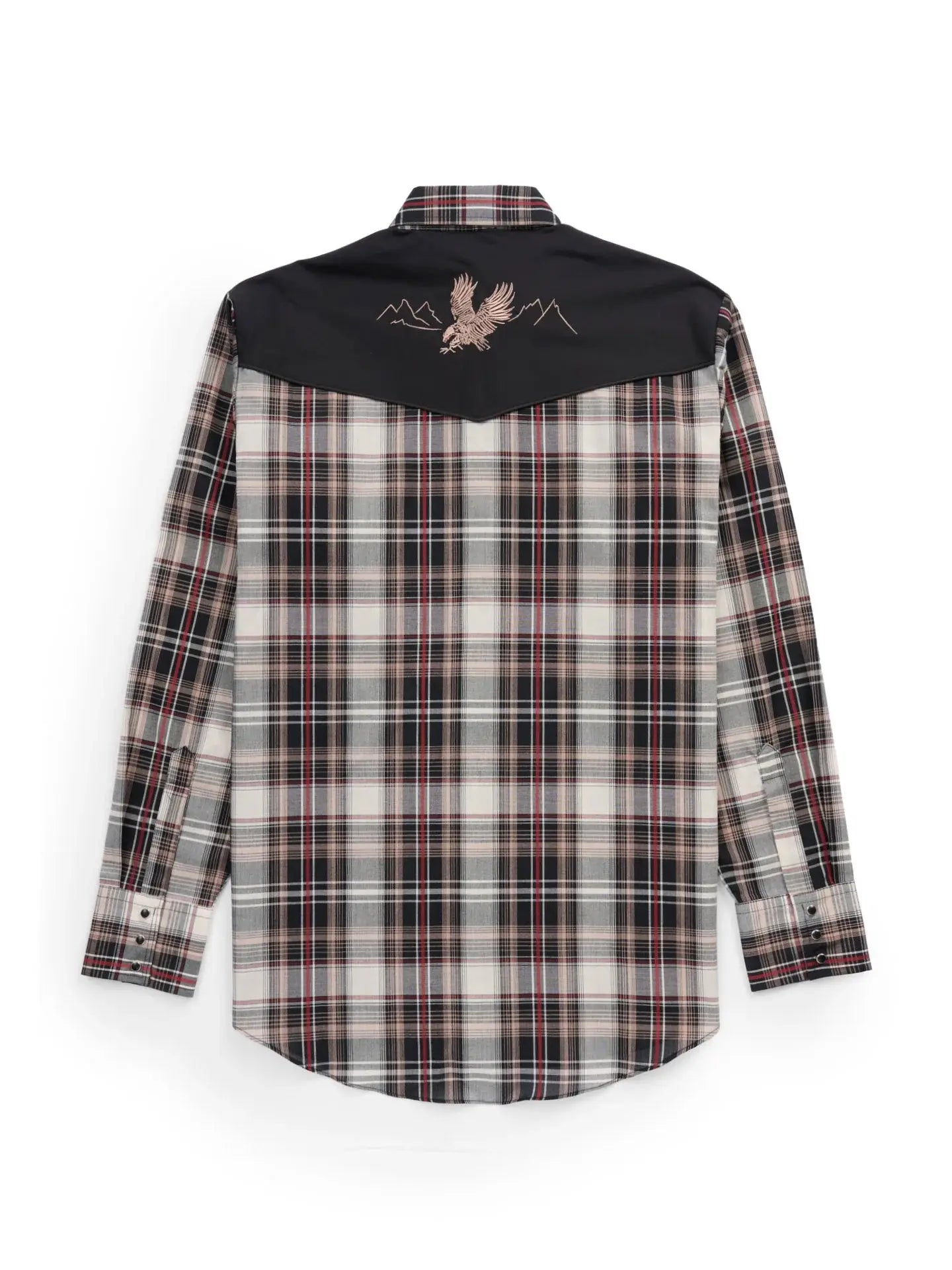 Men's Ely Cattleman Retro Plaid Western Snap Shirt with Eagle Embroidery - Ely Cattleman - Flyclothing LLC