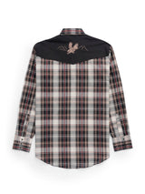 Men's Ely Cattleman Retro Plaid Western Snap Shirt with Eagle Embroidery