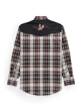 Men's Ely Cattleman Retro Plaid Western Snap Shirt with Eagle Embroidery