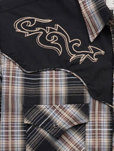 Men's Ely Cattleman Retro Plaid Western Snap Shirt with Embroidery