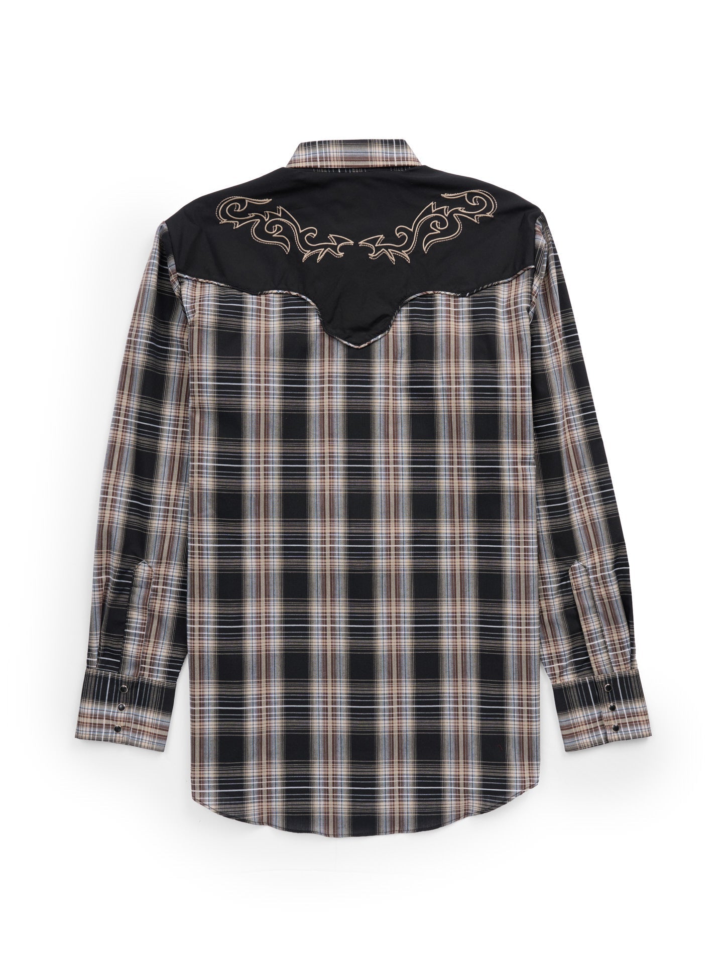 Men's Ely Cattleman Retro Plaid Western Snap Shirt with Embroidery