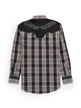 Men's Ely Cattleman Retro Plaid Western Snap Shirt with Embroidery